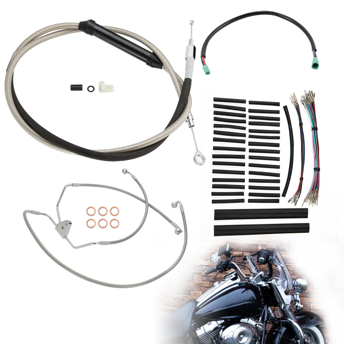 Kit de Câbles Rallongés pour Guidon - Harley-Davidson Touring 2008-2013 (Sans ABS) – photo 1/12