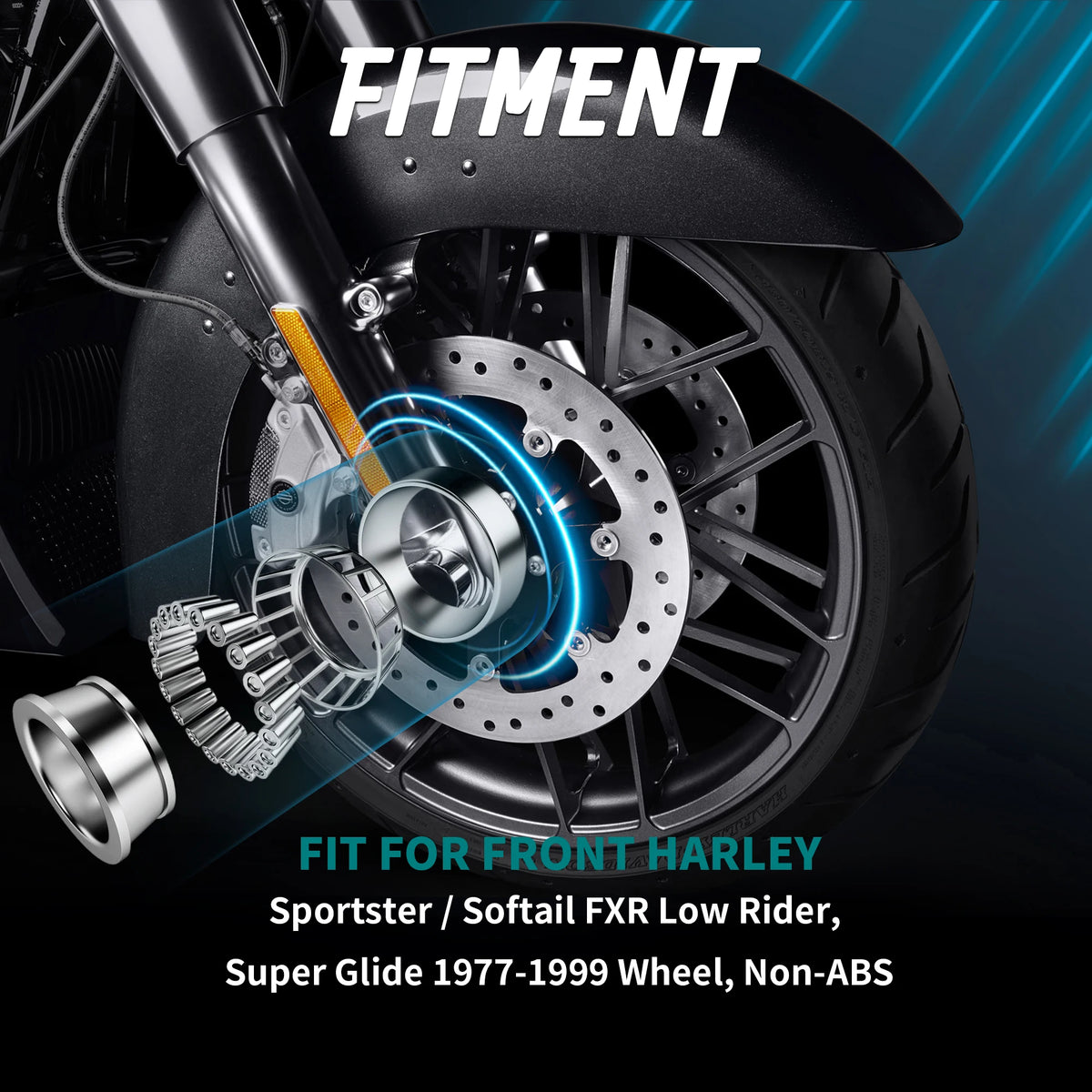 Kit de roulement de roue avant pour Harley-Davidson Sportster, FXR, Low Rider, Sport Glide 1977-1999 (sans ABS) – photo 3/6
