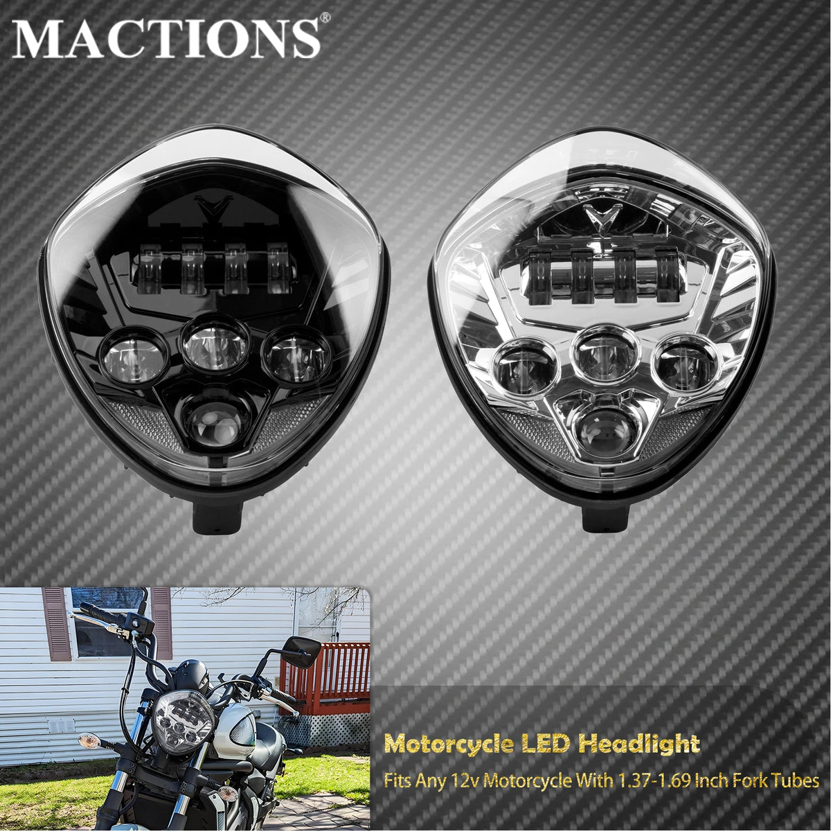 Phare Avant LED Rond 7'' Feux de Route/Croisement - Universel Harley-Davidson Touring, Dyna, Softail, Sportster – photo 1/8
