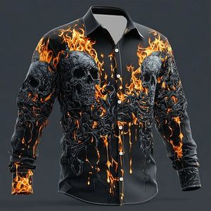 Chemise gothique tête de mort et flammes - vue - vue 6