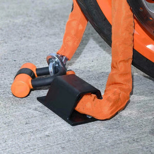 Ancrage sol/mur robuste avec point d'attache pour antivol chaîne moto - vue 1