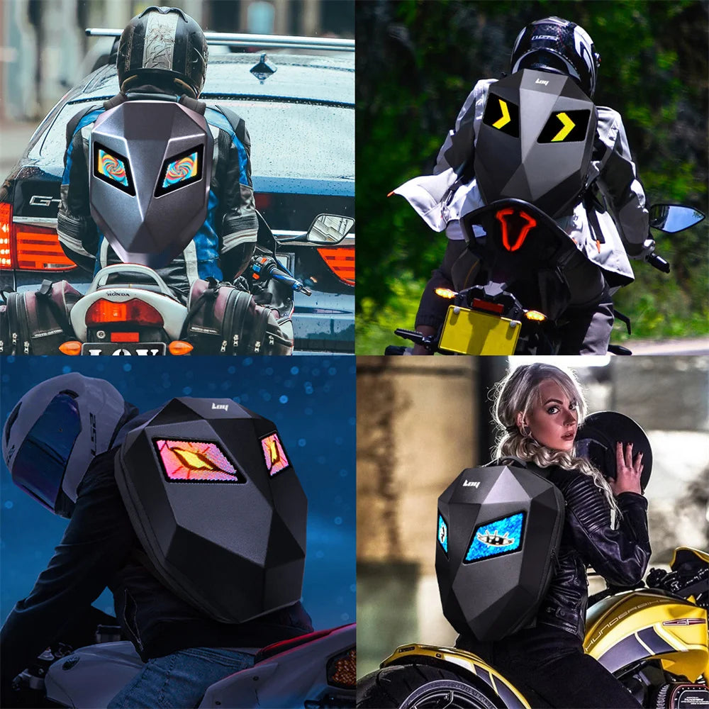 Sac à dos noir imperméable avec écran LED pour moto - vue 6