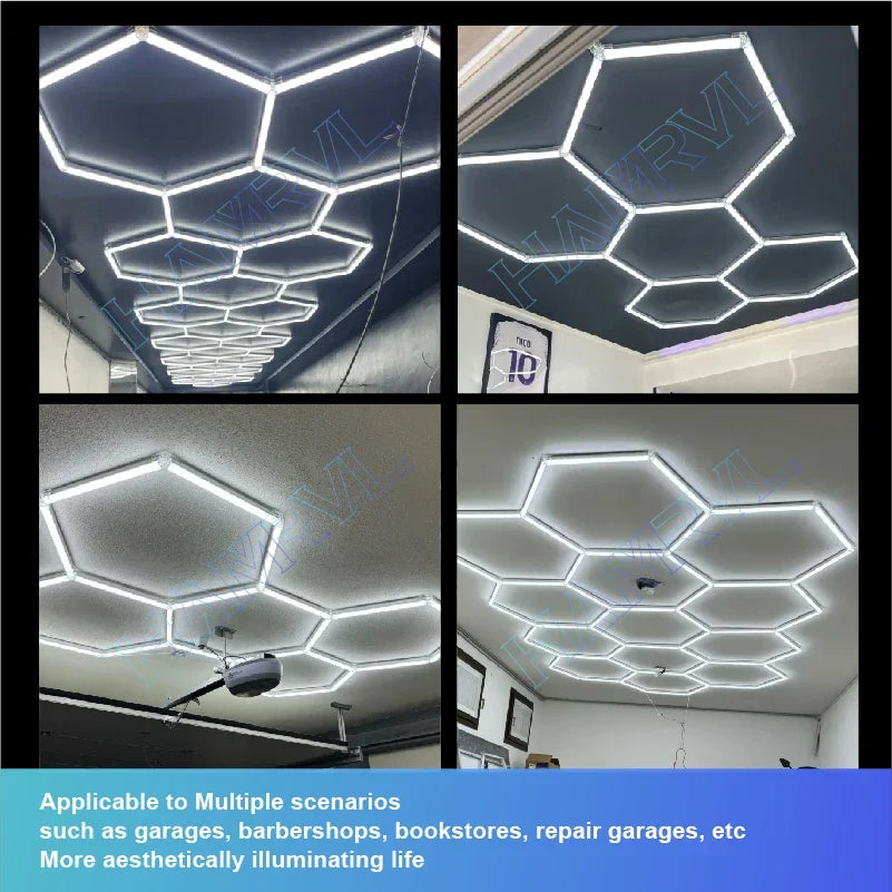 Panneau LED hexagonal nid d'abeille pour garage, atelier et showroom – photo 6/21