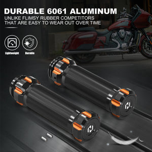 Poignées de guidon aluminium moletées pour Harley Touring Softail - vue 4