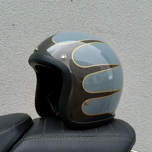 Casque moto rétro compact noir style japonais - vue de trois quarts - vue 12