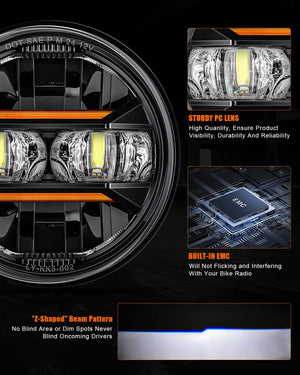 Phare LED à projecteur 5,75 pouces Angel Eyes H4, feu de jour pour Harley Sportster, Dyna, Iron 883 - vue 3