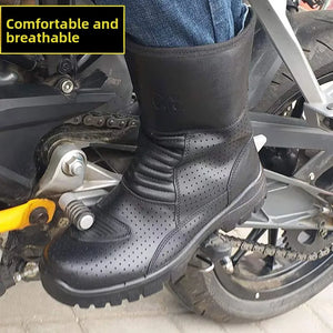 Bottes de moto en cuir véritable pour homme - vue 3