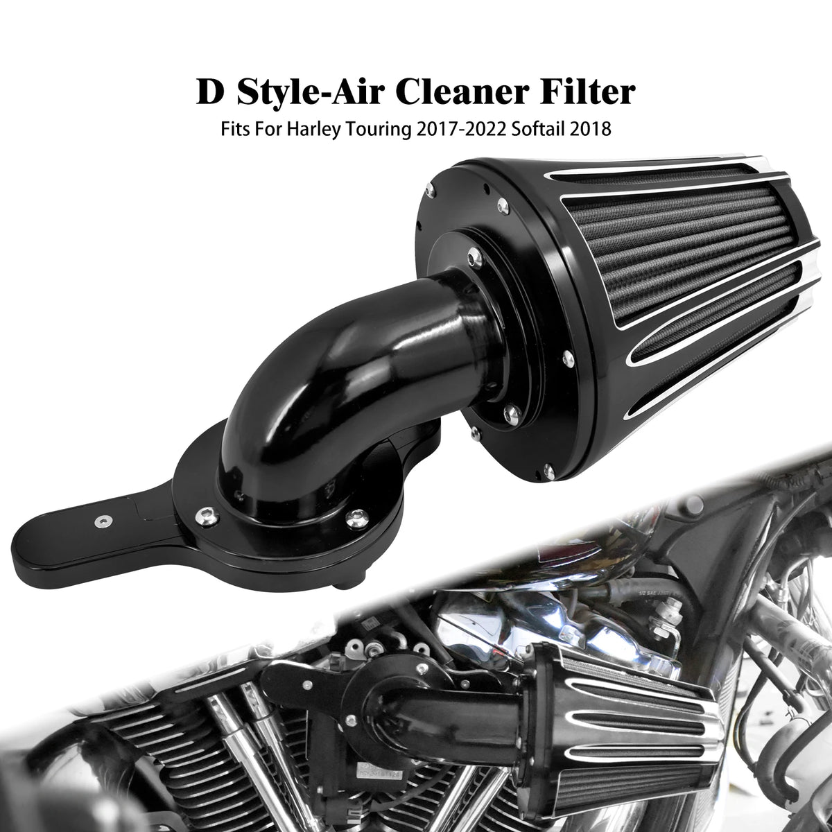 Filtre à air noir en aluminium usiné pour moto Harley-Davidson - vue 8