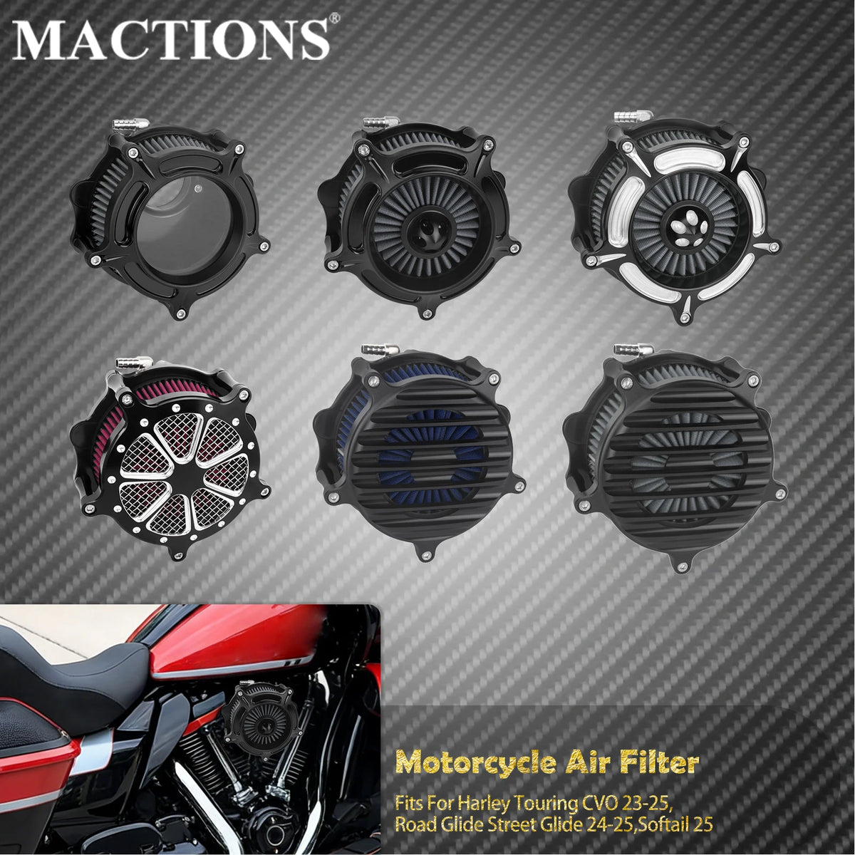 Filtre à air intake pour Harley-Davidson Softail 2025-2026 et Touring CVO, Road Glide, Street Glide 2023-2026 – photo 1/19