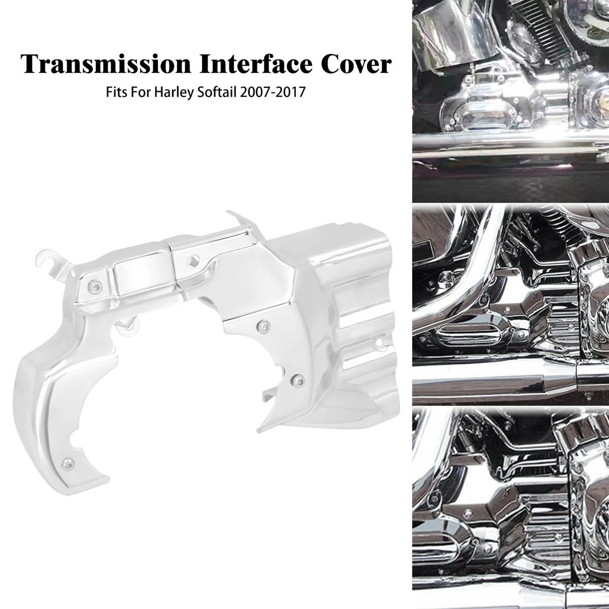 Cache d'interface moteur-boîte chromé pour Harley Softail 2007-2017 - vue 1