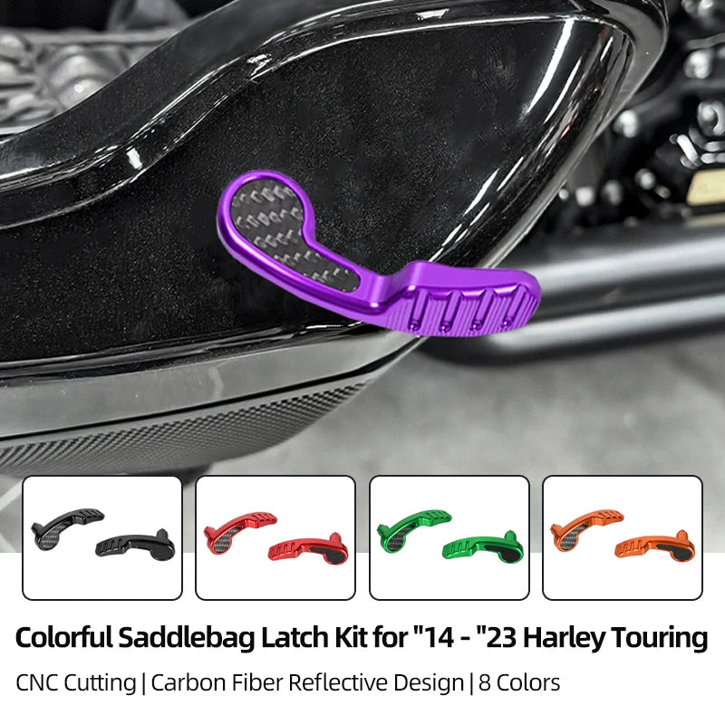 Kit de Serrures de Sacoches Carbone Coloré pour Harley Touring 2014-2023 – photo 1/14
