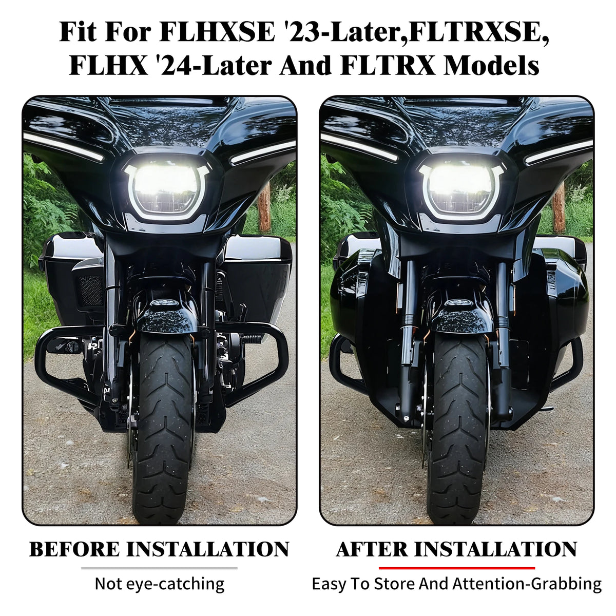 Kit de carénages bas et sabot moteur noir pour Harley-Davidson Touring - vue 2