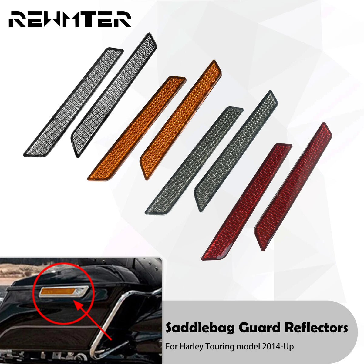 Réflecteurs de Protection pour Sacoches Rigides Harley Touring Electra Street Glide Road King CVO 2014-2024 - vue 1