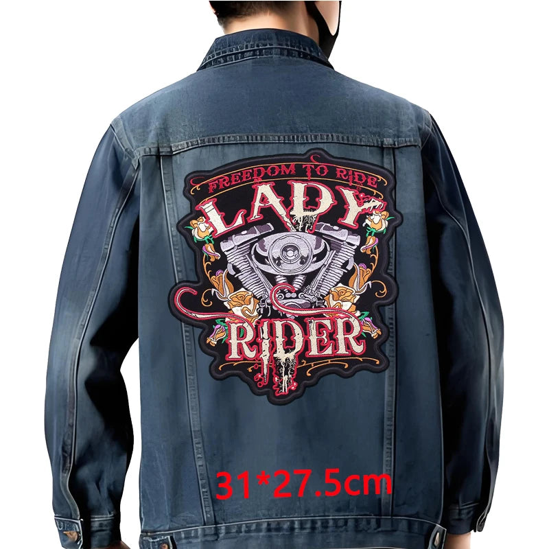 Grand écusson dorsal brodé style biker moto pour blouson - vue 15