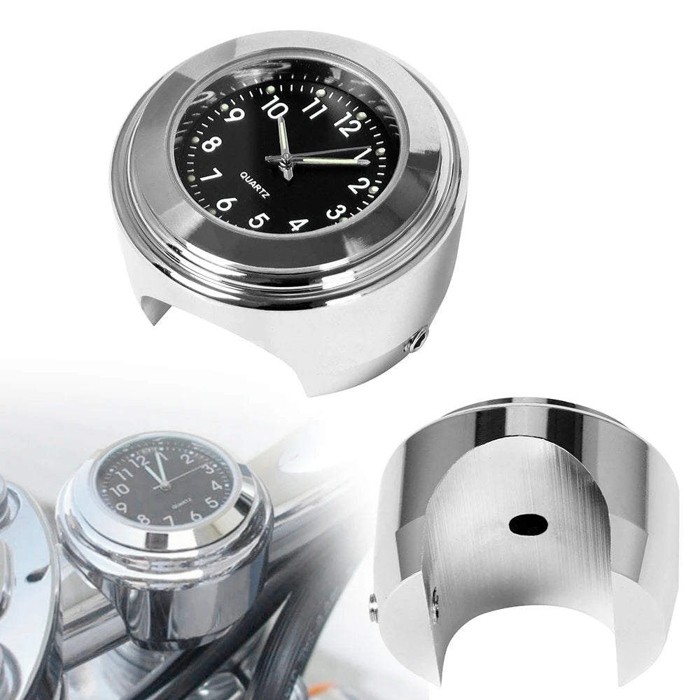 Horloge à quartz argentée fixée sur le guidon d'une moto - vue 6