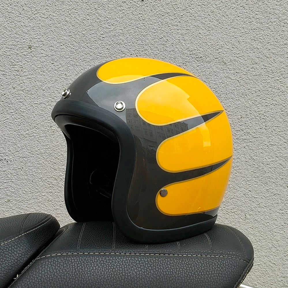 Casque moto rétro compact noir style japonais - vue de trois quarts - vue 7