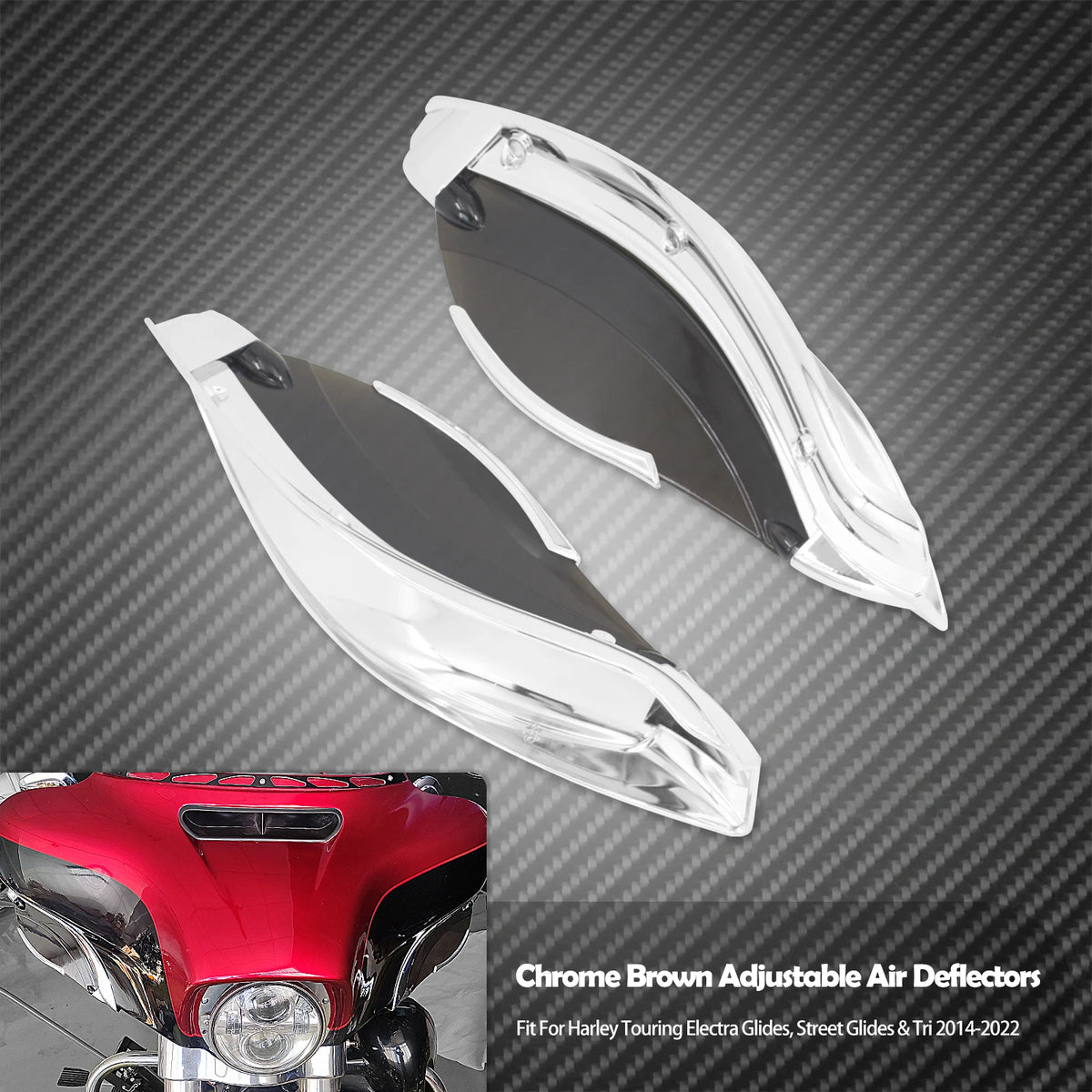 Aile latérale déflectrice noire montée sur le carénage batwing d'une Harley-Davidson Touring - vue 7
