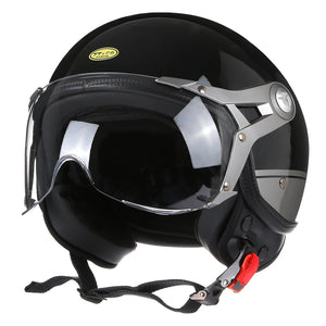 Casque moto jet 3/4 noir - vue latérale - vue 8