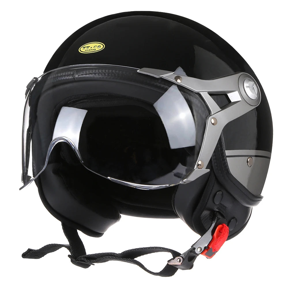 Casque moto jet 3/4 noir - vue latérale - vue 8