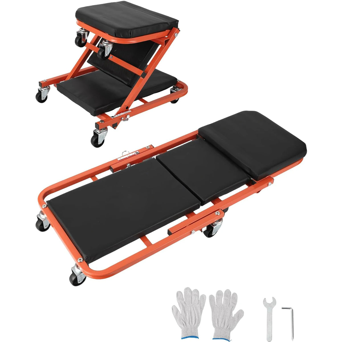 Siège creeper 2-en-1 pliable sur roulettes, capacité 150 kg – photo 7/7