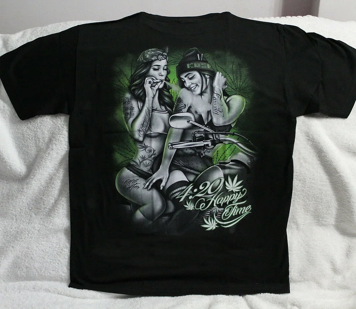 T-shirt femme moto imprimé tattoo 4:20, coton manches courtes - vue 6