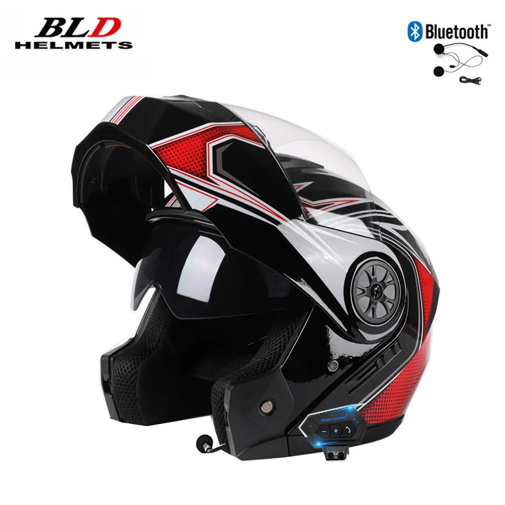 Casque moto modulable compatible Bluetooth, vue de trois quarts - vue 4