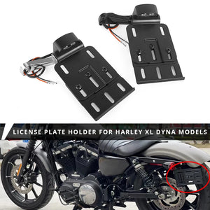 Support latéral de plaque d'immatriculation avec éclairage LED pour Harley Sportster et Dyna - vue 1