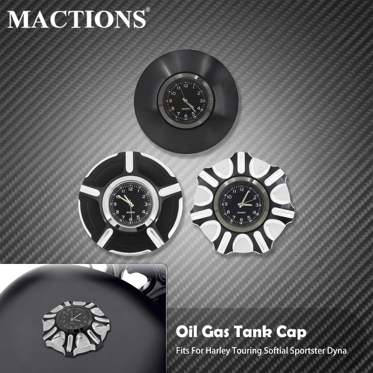 Bouchon de Réservoir avec Horloge Intégrée - Harley-Davidson Sportster, Dyna, Softail, Touring – photo 1/9