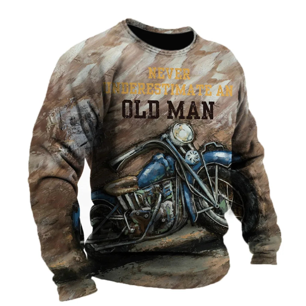 T-shirt Manches Longues Homme Style Biker Graphique 3D - vue 7