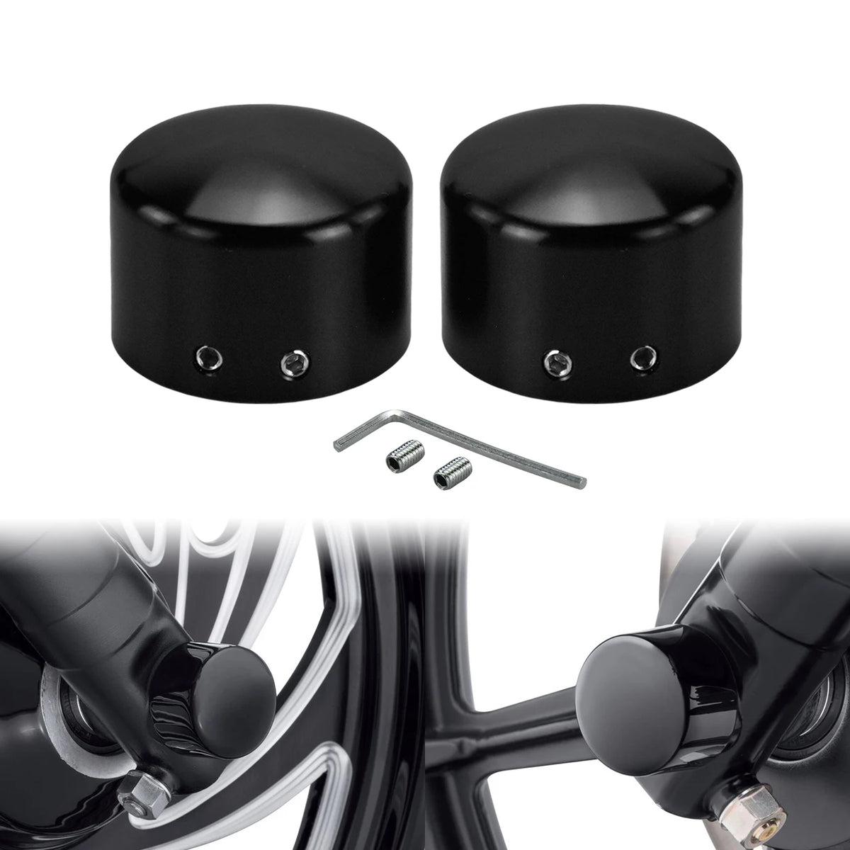 Cache d'écrou d'essieu avant chromé pour moto Harley-Davidson - vue 8