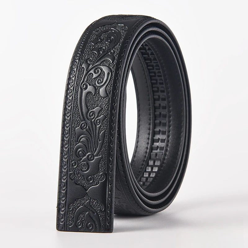 Ceinture en cuir noir à boucle automatique - vue 7