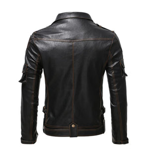 Blouson moto homme en cuir noir coupe slim - vue de face - vue 3