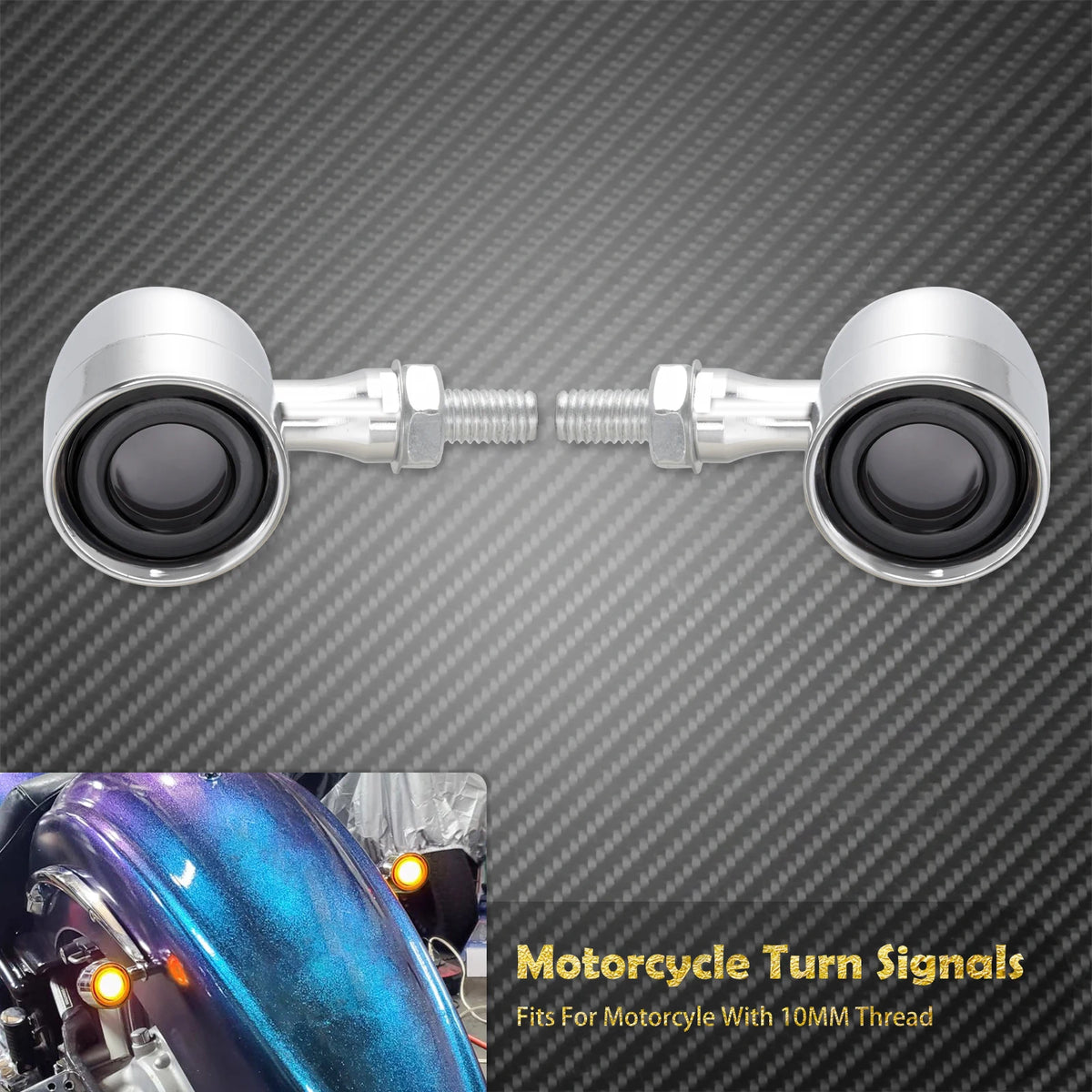 Clignotants LED mini format bullet filetage 10mm pour Harley-Davidson et motos custom – photo 7/8