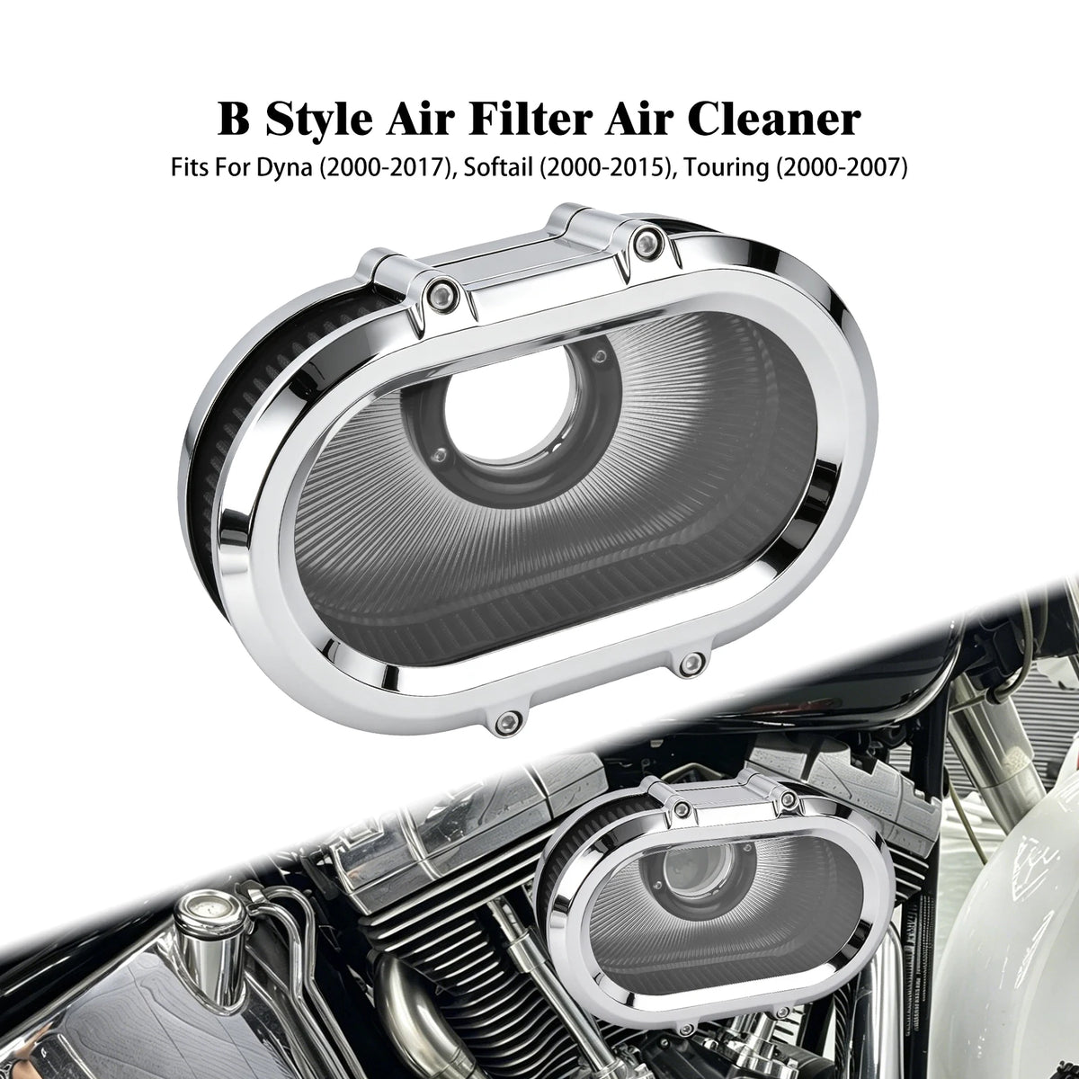 Filtre à Air avec Anneaux Décoratifs Interchangeables - Harley-Davidson Sportster, Dyna, Touring, Softail, Trike – photo 16/26