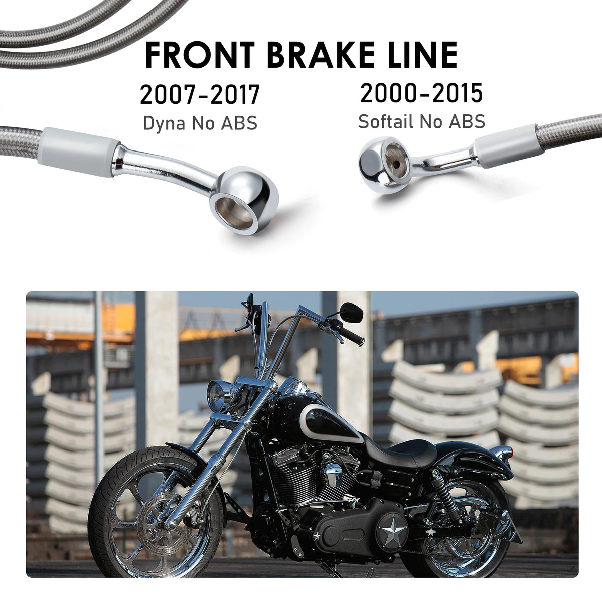 Durite de Frein Avant Hydraulique Tressée (123/128 cm) - Harley-Davidson Dyna 2007-2017 et Softail 2000-2015 sans ABS – photo 2/10