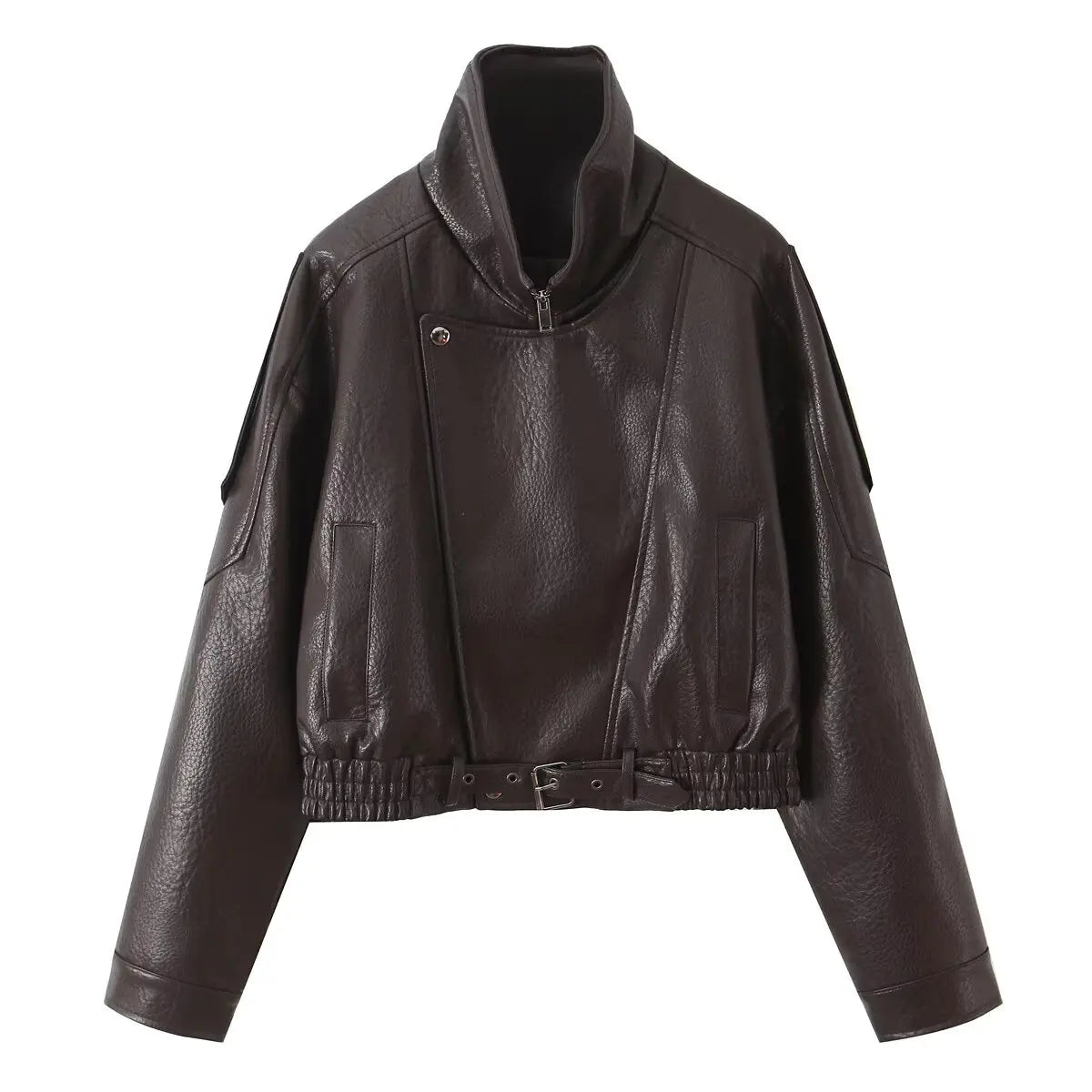 Veste oversize en simili cuir noir pour femme - vue de face - vue 9