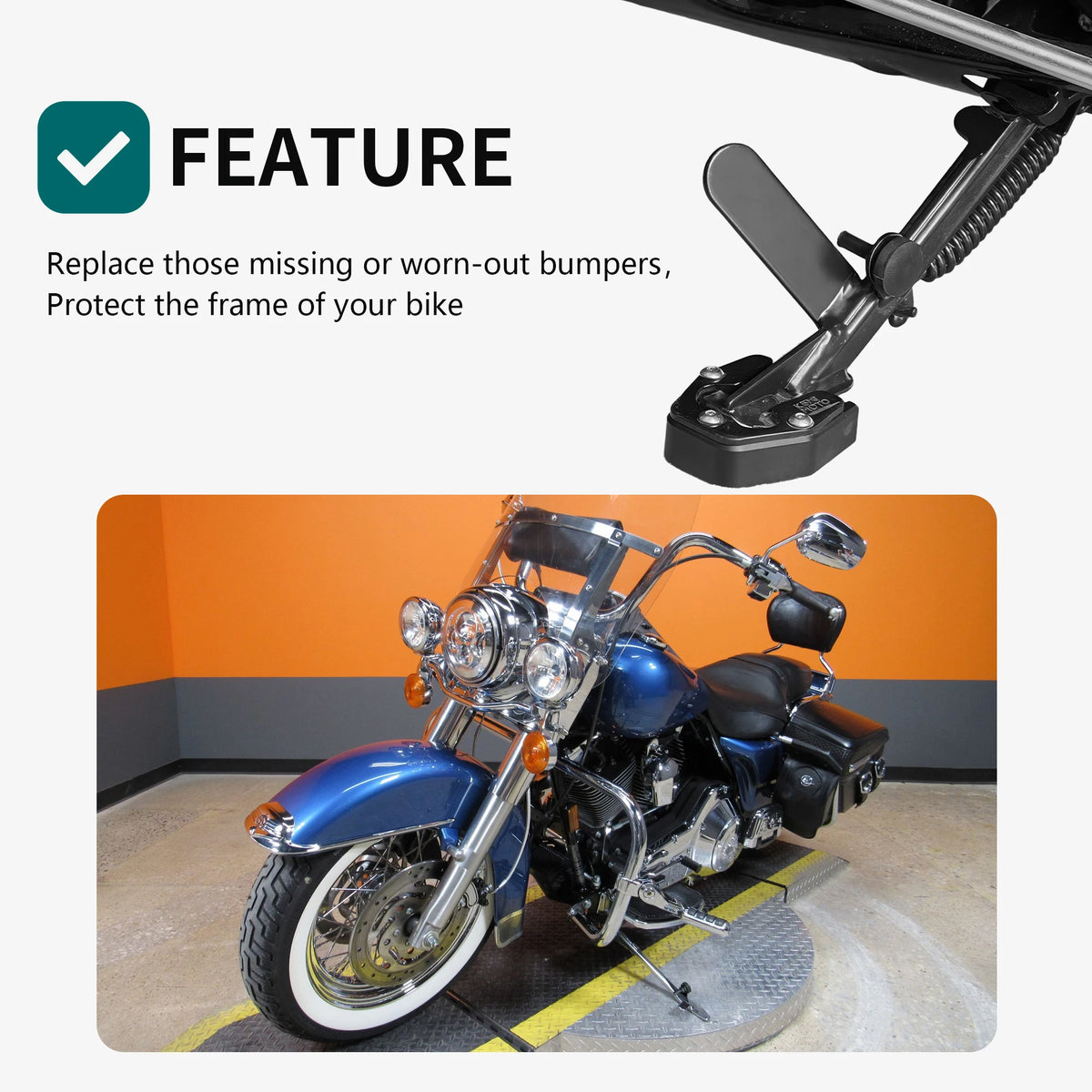Tampon caoutchouc de béquille latérale (jiffy stand) pour Harley-Davidson Touring 2007-2023 – photo 6/6