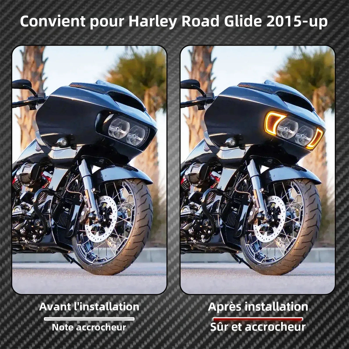 Feux LED d'accent de calandre de phare, clignotant intégré - Harley Touring Road Glide FLTRX 2015 et + – photo 2/7