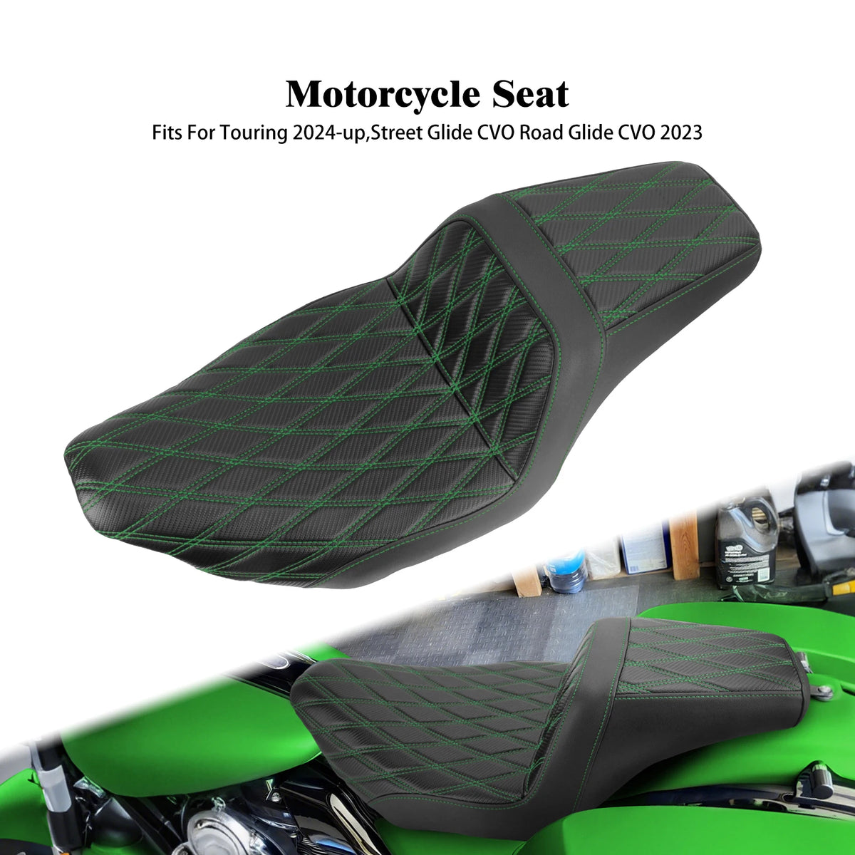 Selle biplace en cuir noir pour Harley-Davidson Touring - vue 7