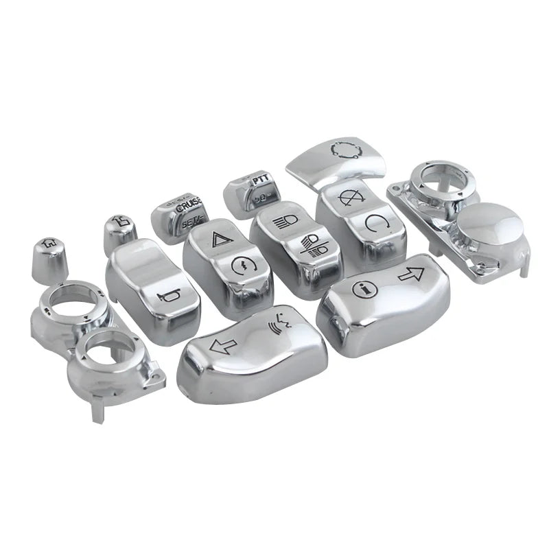 Capuchons de boutons de commodo chromés pour Harley Touring - vue 6
