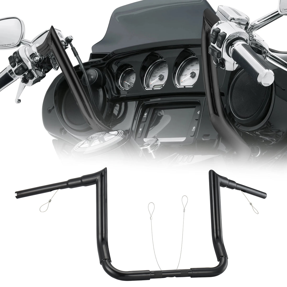 Guidon Ape Hanger Meathook fat 1,5" - Harley-Davidson Street/Electra Glide, Ultra Classic/Limited, Tri-Glide 1986-2023 – photo 1/13