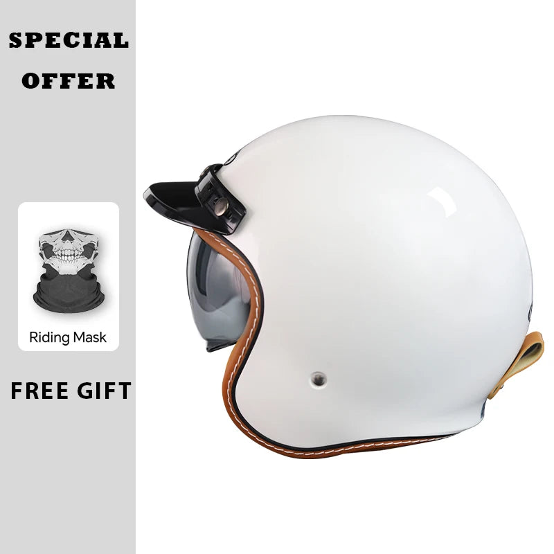 Casque jet vintage style rétro ouvert - vue - vue 5
