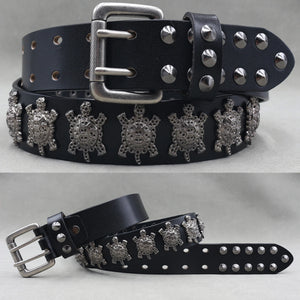 Ceinture en cuir véritable cloutée style rock - vue 28