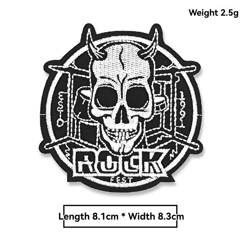 Écusson brodé tête de mort rock punk thermocollant lavable - vue 7