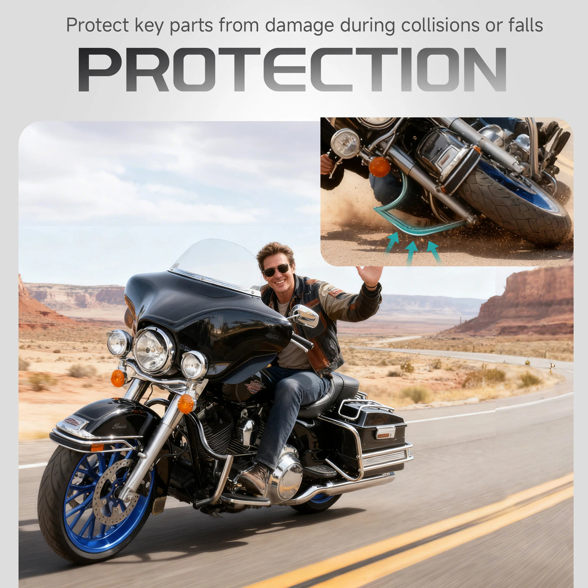 Barre de Protection Moteur 1.5" "Fat" (Mustache) - Harley-Davidson Touring 2009-Up – photo 6/6