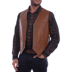 Gilet biker noir en simili cuir - vue - vue 5