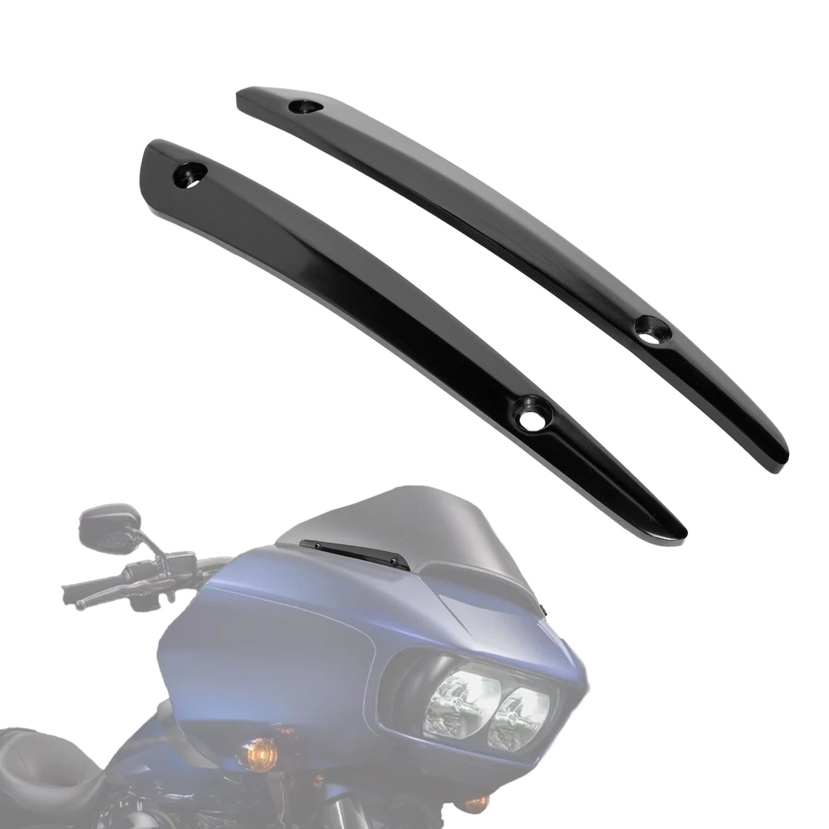 Garniture latérale en aluminium stabilisant le pare-brise d'une moto Harley-Davidson - vue 1