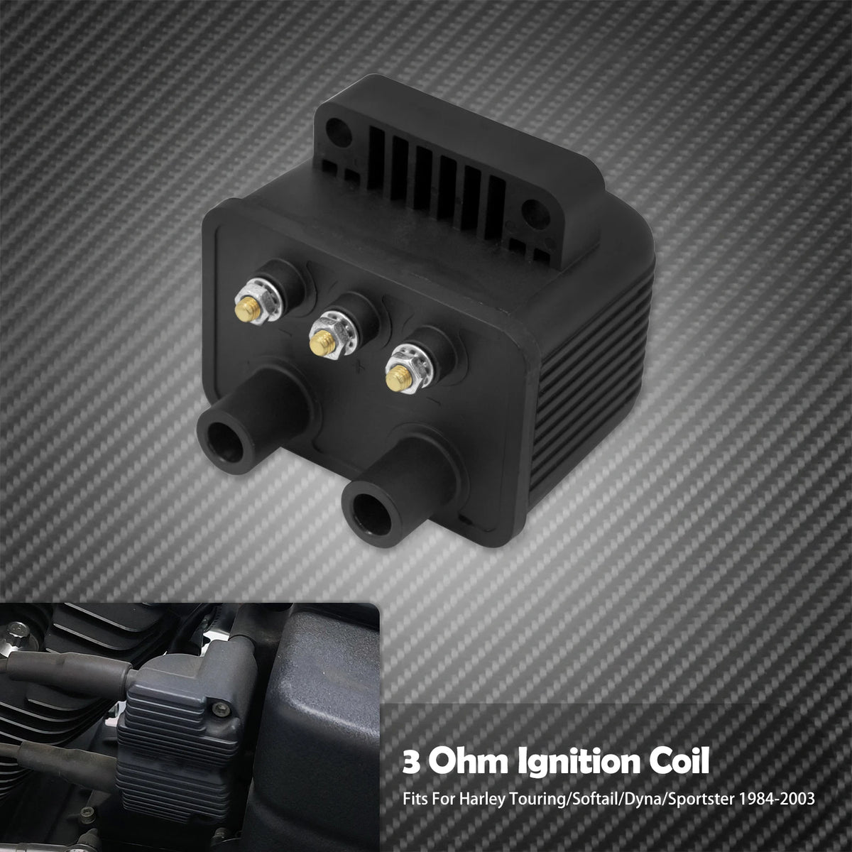 Bobine d'Allumage Simple Étincelle 3 Ohms 12V - Harley-Davidson Touring, Softail, Dyna, Sportster 1984-2003 – photo 7/7