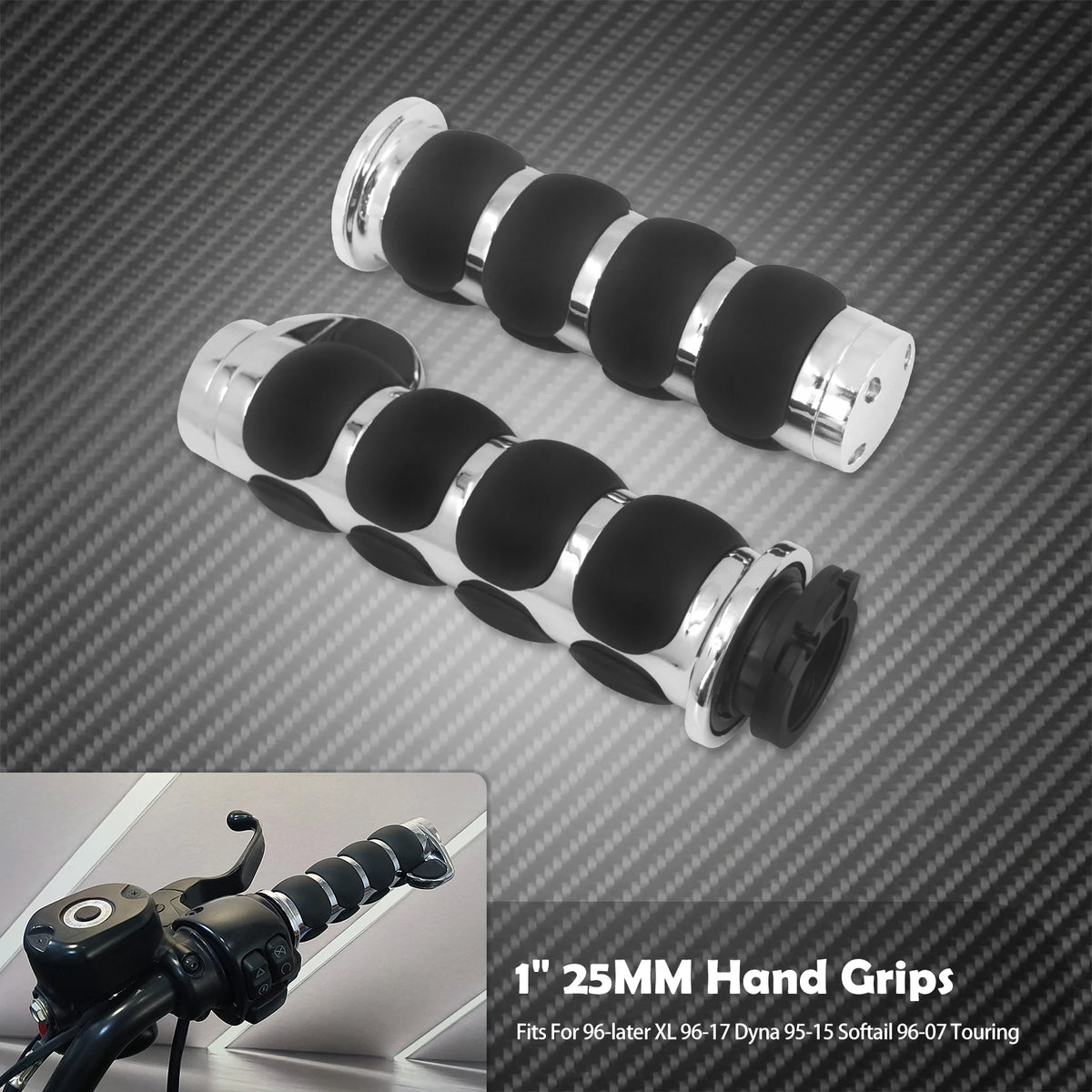 Poignées de guidon 25mm (1 pouce) en aluminium pour Harley-Davidson Touring, Softail, Sportster, Dyna – photo 17/18