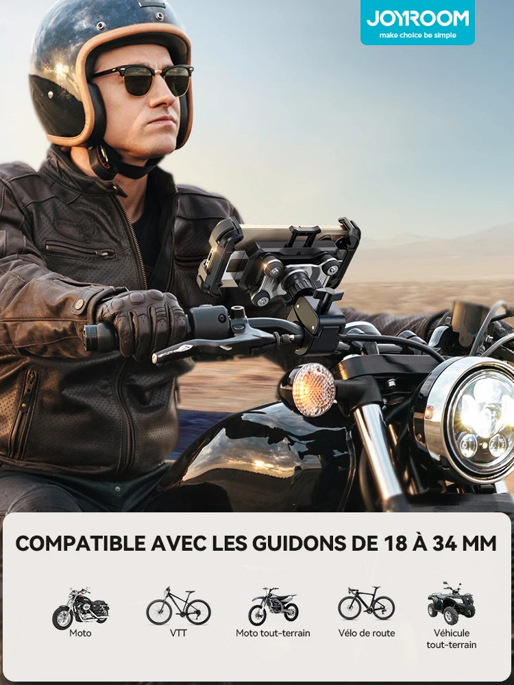 Support téléphone moto anti-vibration Joyroom – fixation guidon sécurisée - vue 3